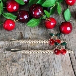 BETSEY JOHNSON PEARL CHERRY HAIR PIN